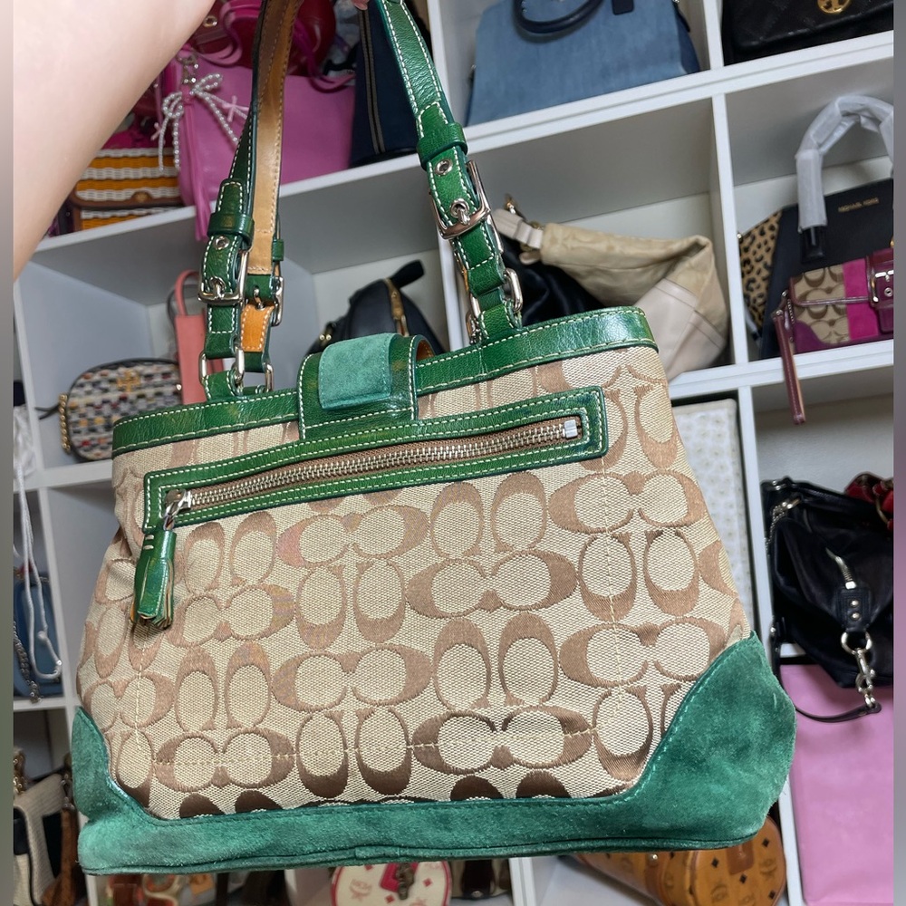 Coach Vintage Hamptons Signature Suede Stripe Satchel - Picture 7 of 17